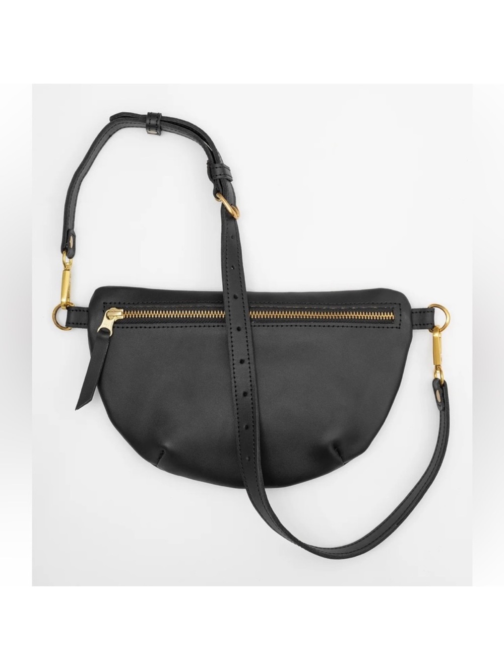 ABBY ALLEY Black Leather Crossbody Sling Bag Zip Closure Minimalist